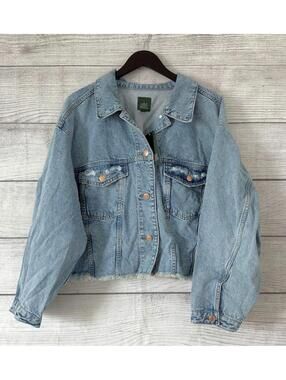Wild Fable Light Wash Cropped Denim Jacket Women Size XXL